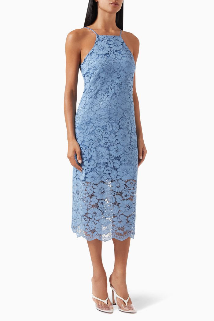 

Yasmilda Midi Dress in Lace, Blue