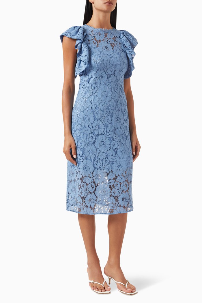 

Yasmilda Midi Dress in Lace, Blue