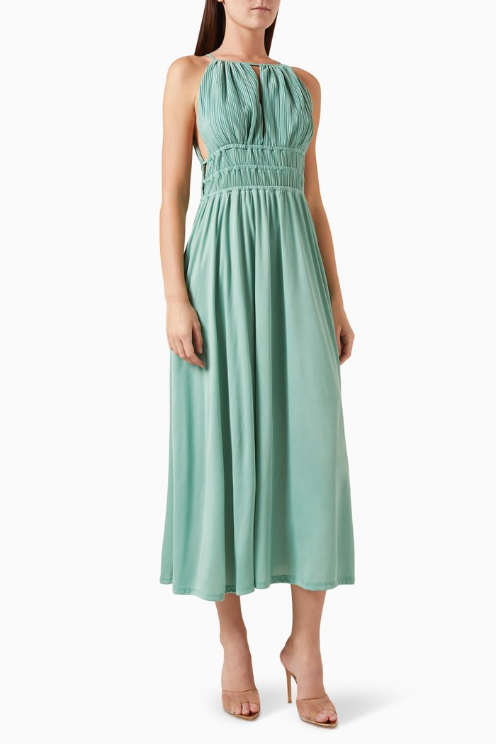 Yasolinda Midi Dress in Crepe, Green