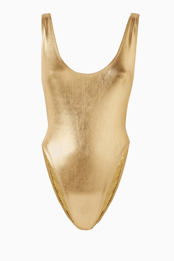 Marissa One-piece Swimsuit in Stretch Foil, Gold