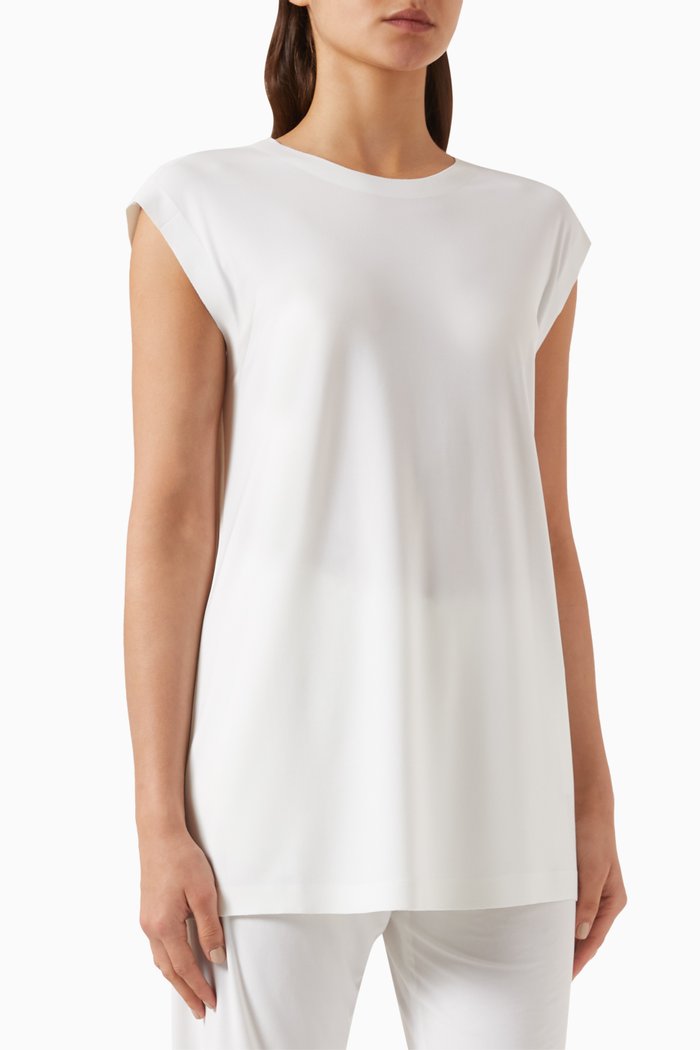 

Boyfriend Crewneck Top in Lycra, White