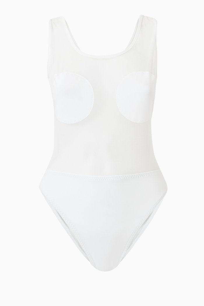 Dot Dash Mio One-piece Swimsuit in Lycra & Mesh, White