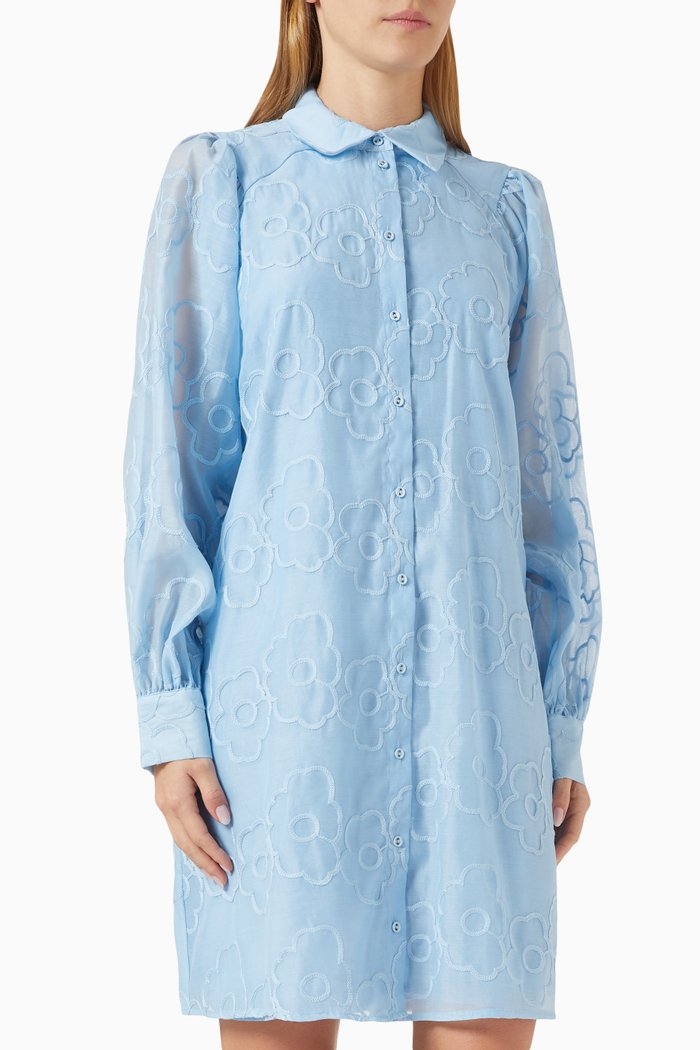 

Yasflorina Textured Mini Shirt Dress, Blue