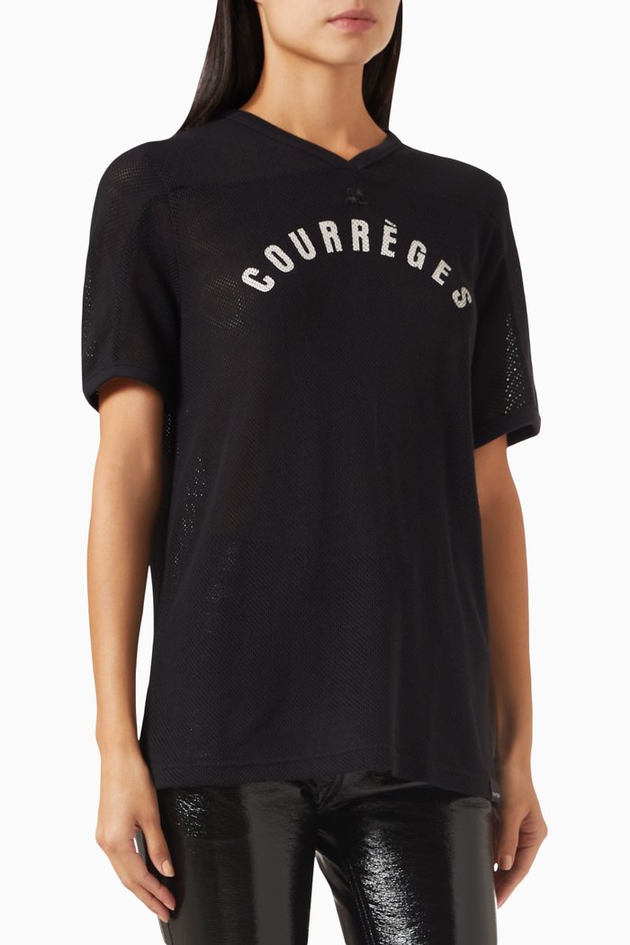 Baseball Logo T-shirt in Mesh, Black