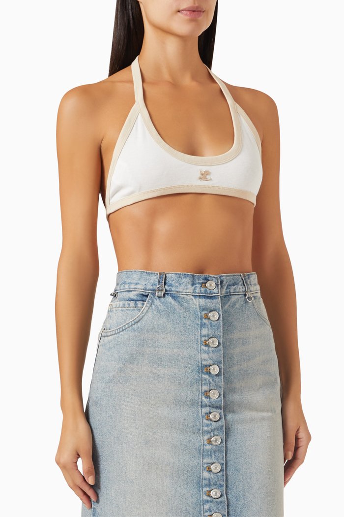 

Buckle Contrast Bra in Cotton, White