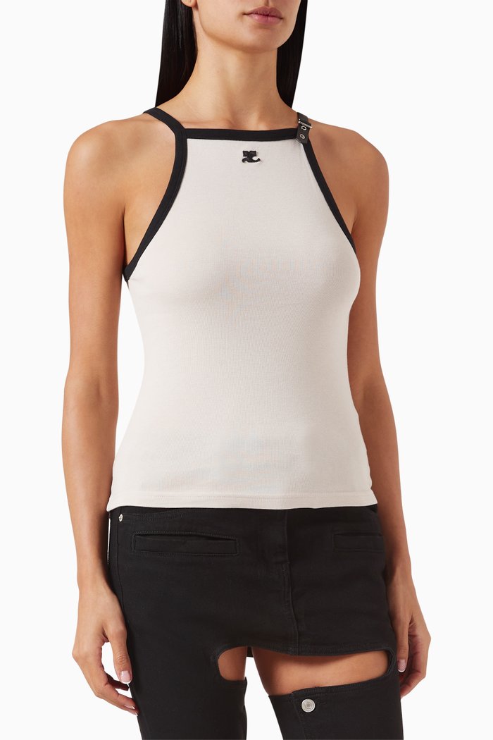 

Buckle Contrast Tank Top in Cotton, Grey