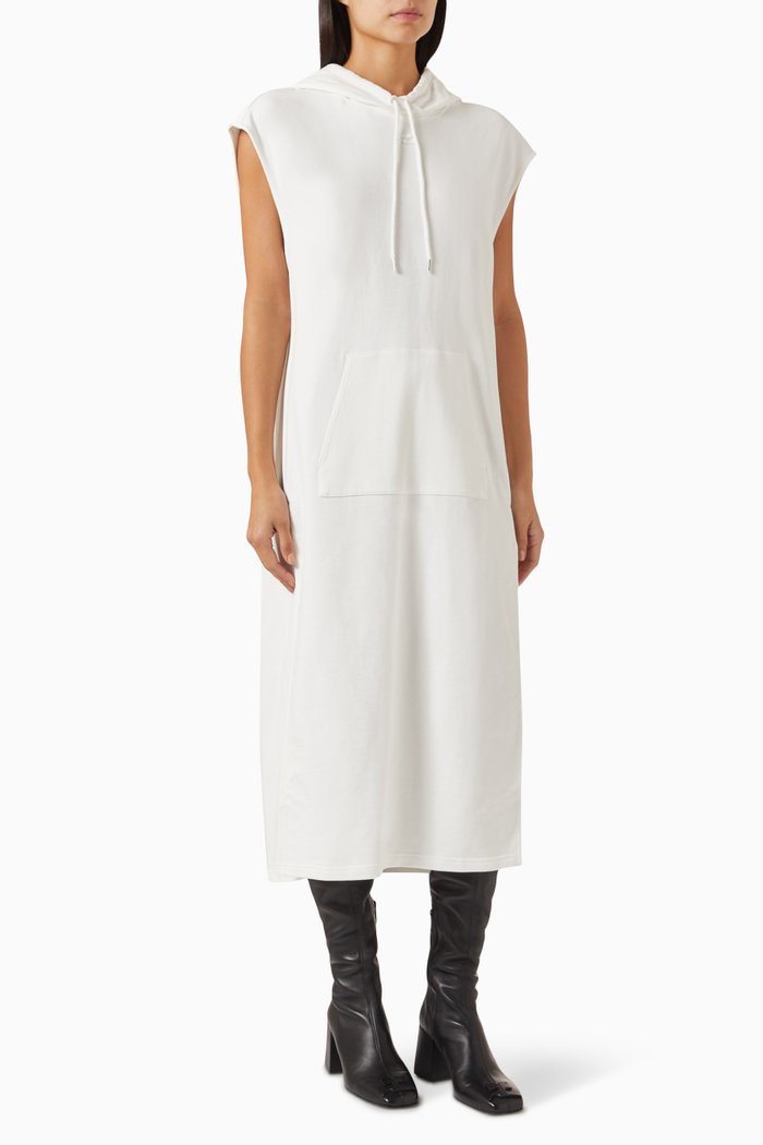 

Cocoon Hoodie Dress in Fleece, White