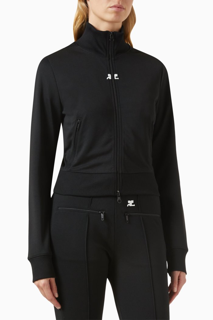 Zip-up Tracksuit Jacket in Jersey, Black