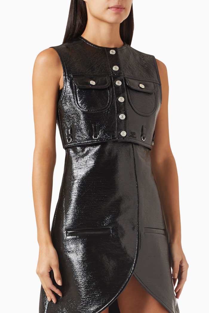 

Multiflex Cropped Vest in Vinyl, Black