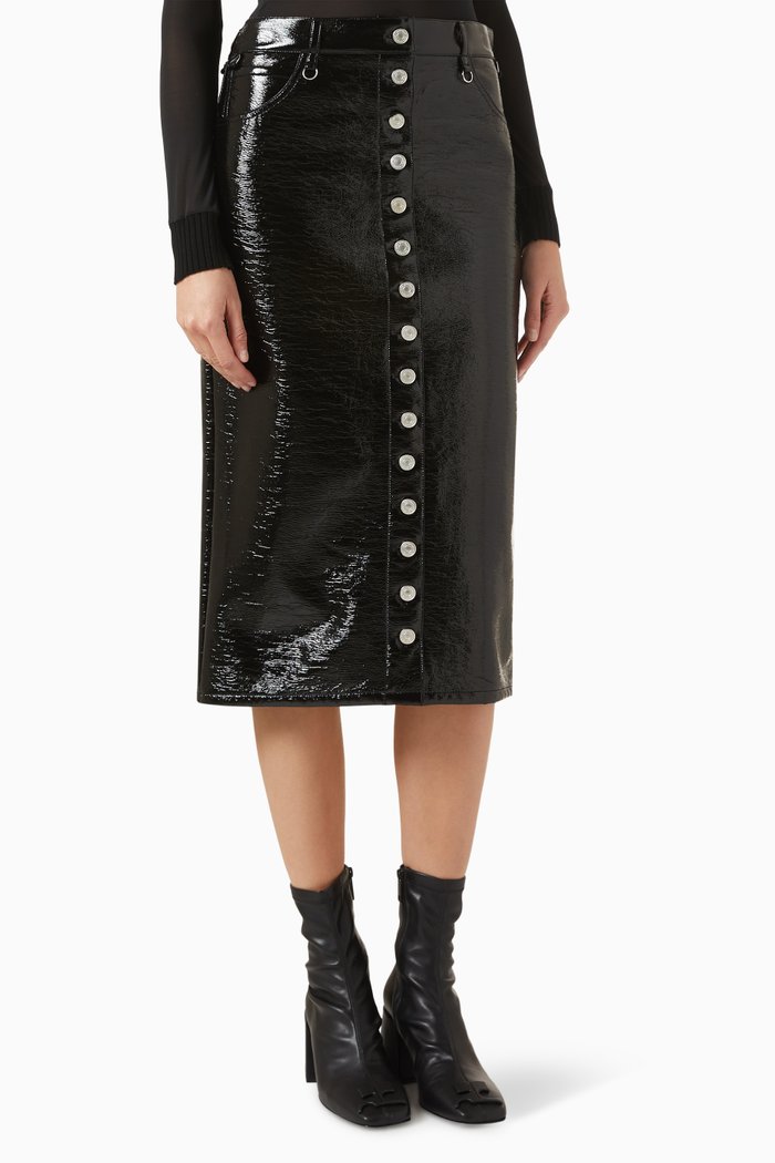 

Multiflex Midi Skirt in Vinyl, Black