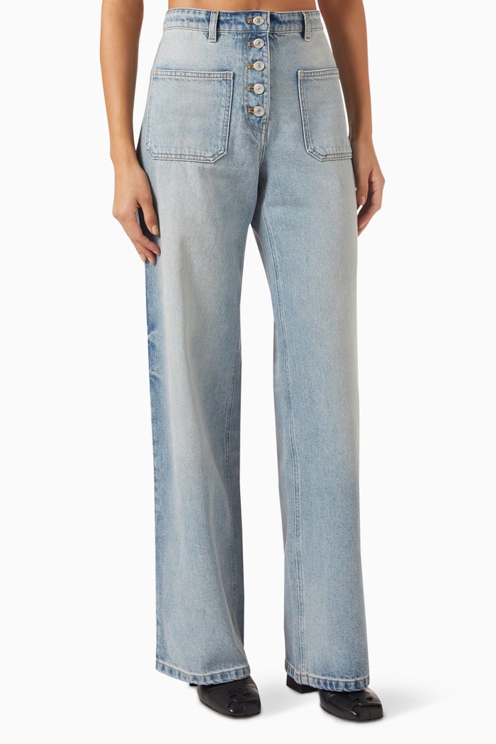 Multiflex Logo-embroidered Jeans in Denim, Blue