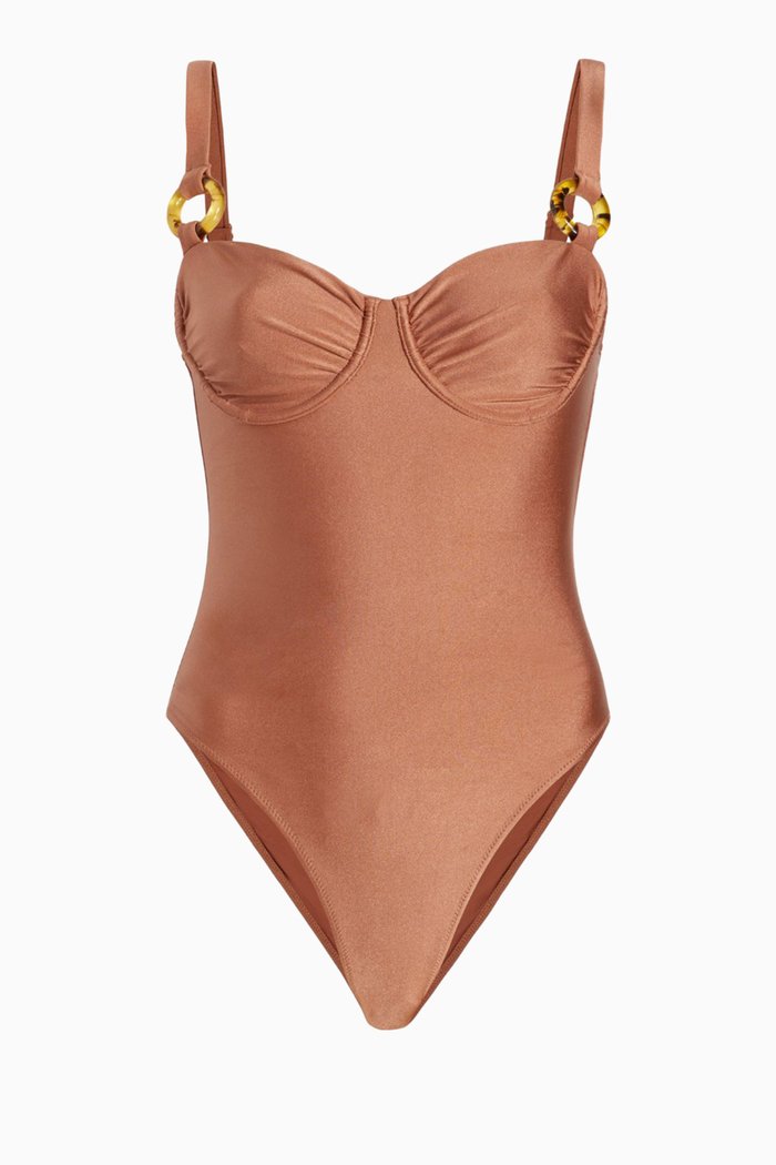 The Adrienne O-ring One-piece Swimsuit, Brown