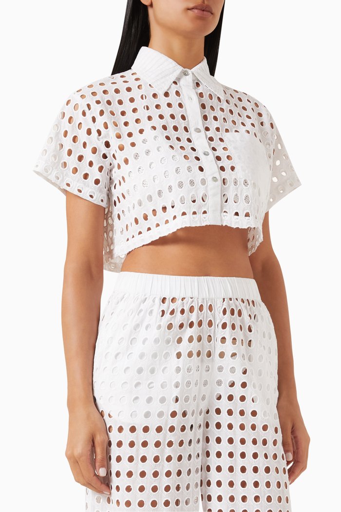 

The Cropped Cabana Shirt in Cotton, White