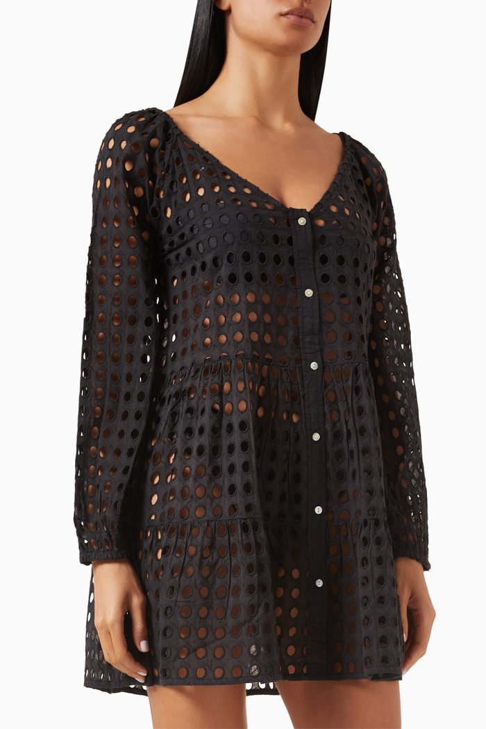 

The Evan Mini Dress in Cotton, Black