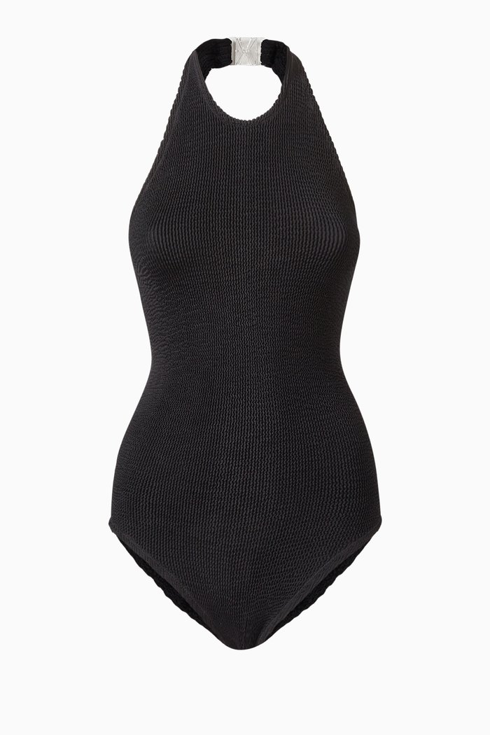 

The Surfer One-piece Swimsuit in Crinkle Fabric, Black