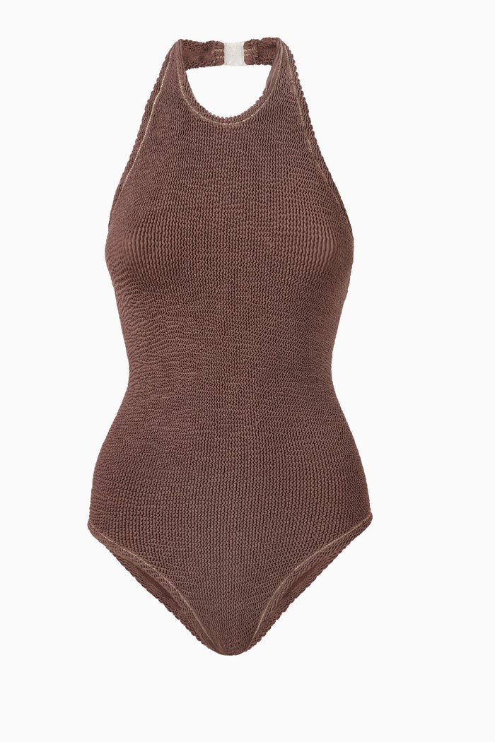 

The Surfer One-piece Swimsuit in Crinkle Fabric, Brown