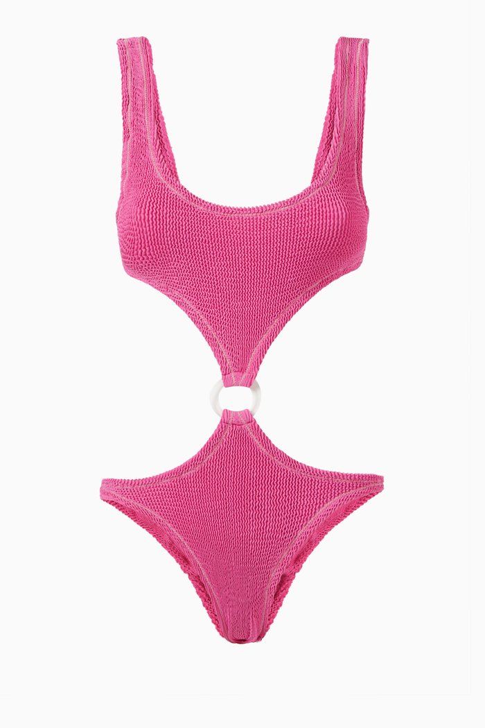 

Augusta One-piece Swimsuit in Crinkle Fabric, Pink