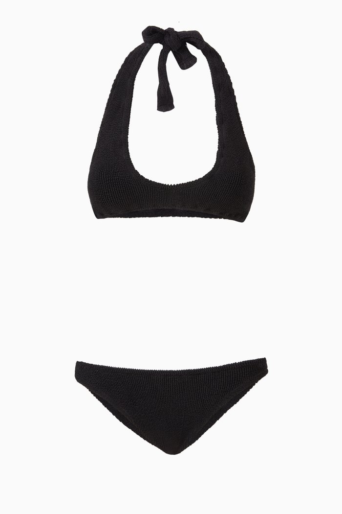 

Pilou Two-piece Bikini Set in Crinkle Fabric, Black