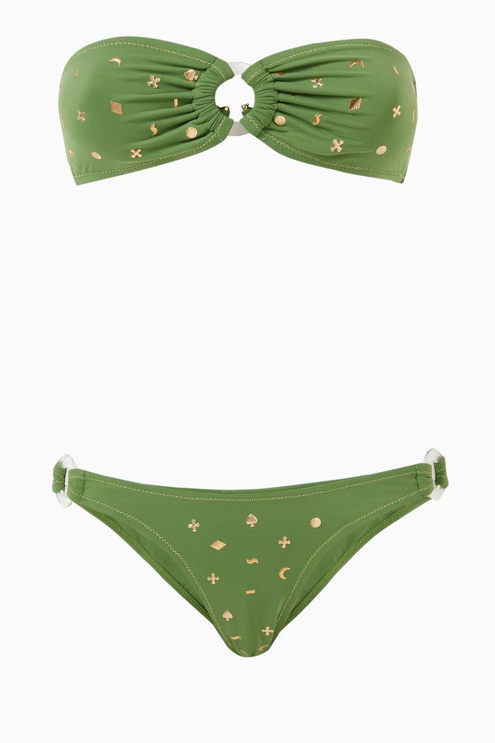 Bandcamp Two-piece Bikini Set in Stretch Nylon, Green