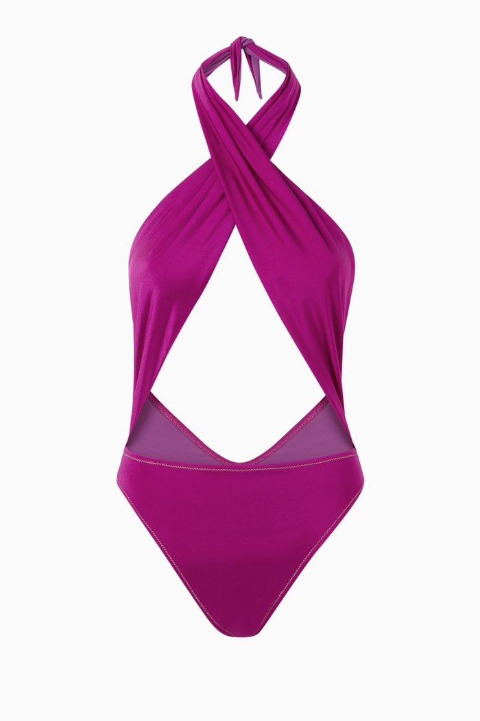 

Italian Stallion One-piece Swimsuit in Stretch Nylon, Purple