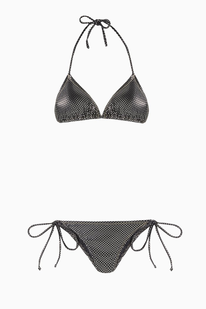 

Miami Two-piece Bikini Set in Stretch Lamé, Black