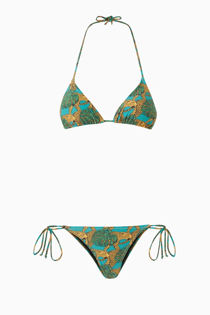 

Miami Two-piece Bikini Set in Stretch Lamé, Green