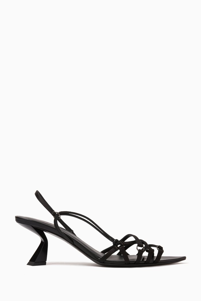 

Strappy Slingback 65 Sandals in Satin, Black