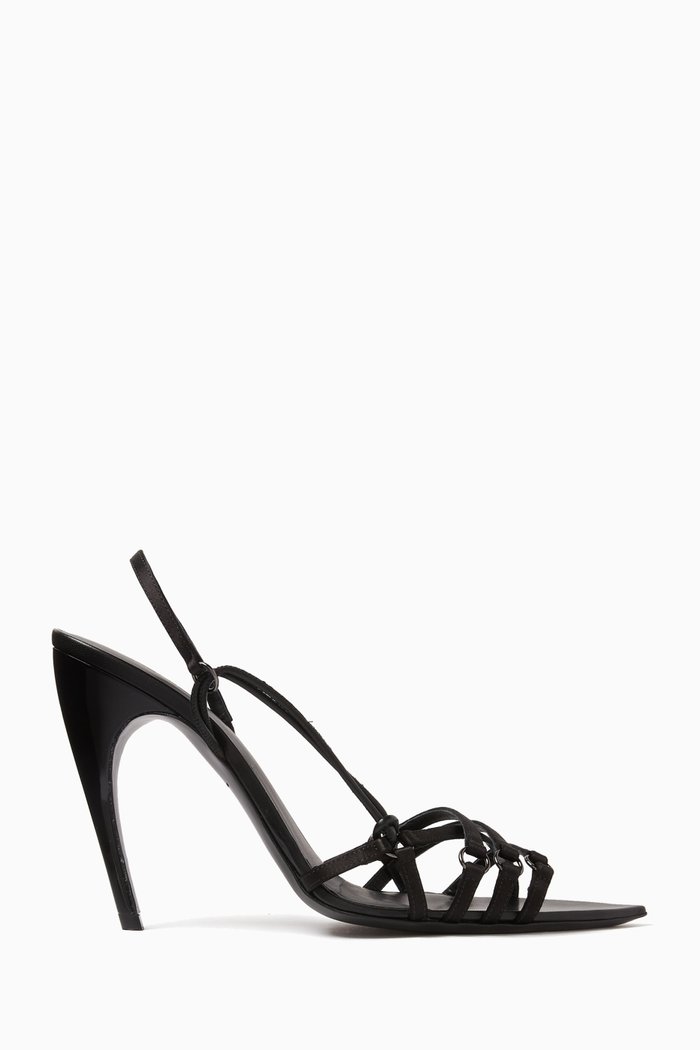 

Strappy Slingback 100 Sandals in Satin, Black