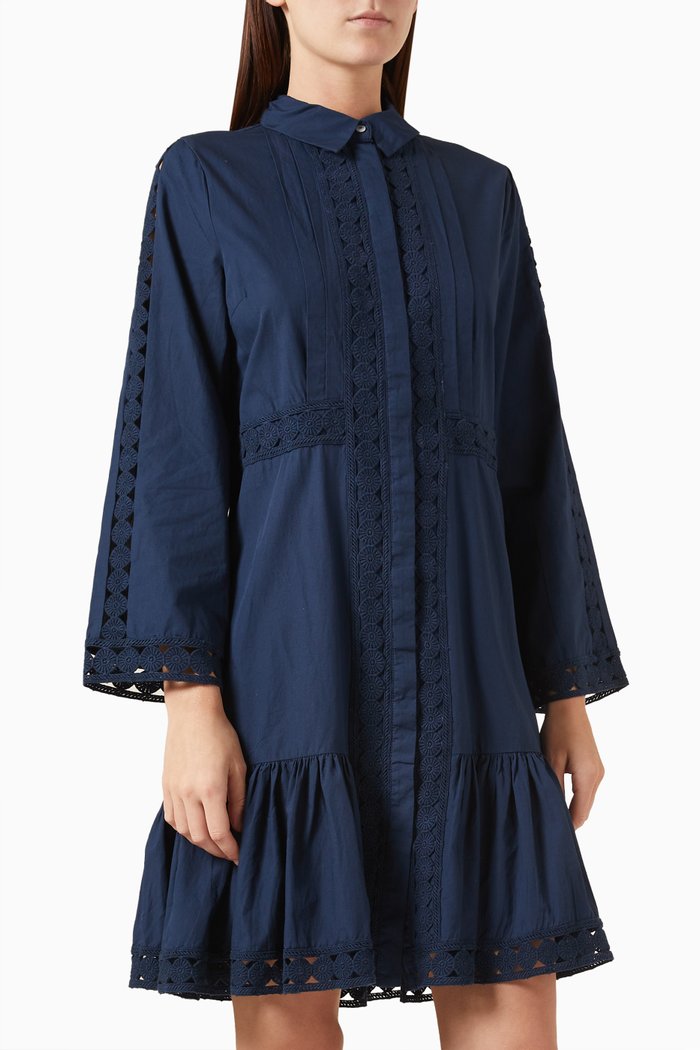 

Yasjanna 7/8 Shirt Dress in Cotton, Blue