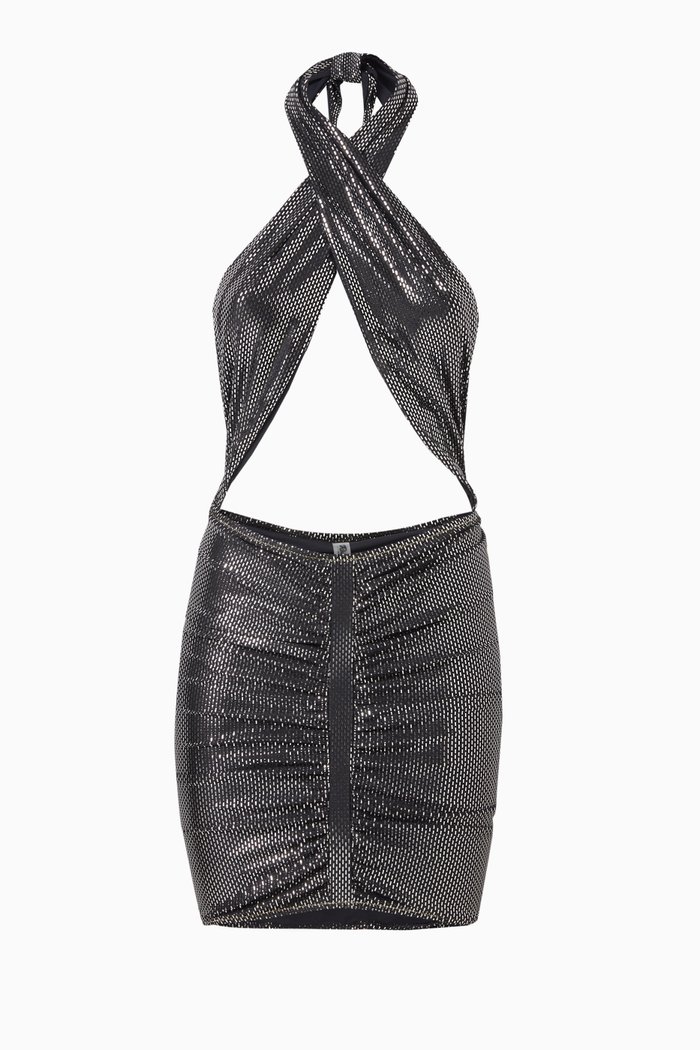 

Stallion Mini Dress in Lamé Fabric, Black