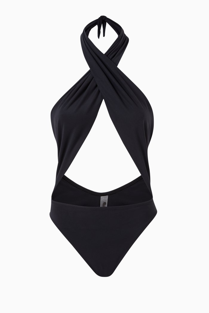 

Italian Stallion One-piece Swimsuit in Stretch Nylon, Black
