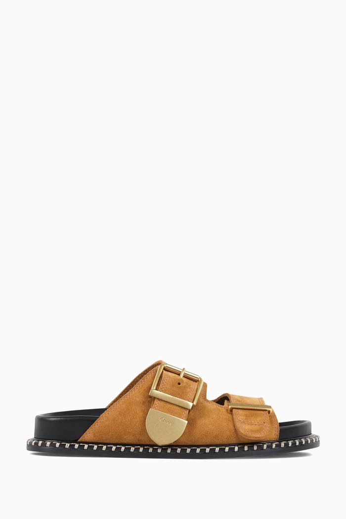 

Rebecca Slide Sandals in Suede, Brown