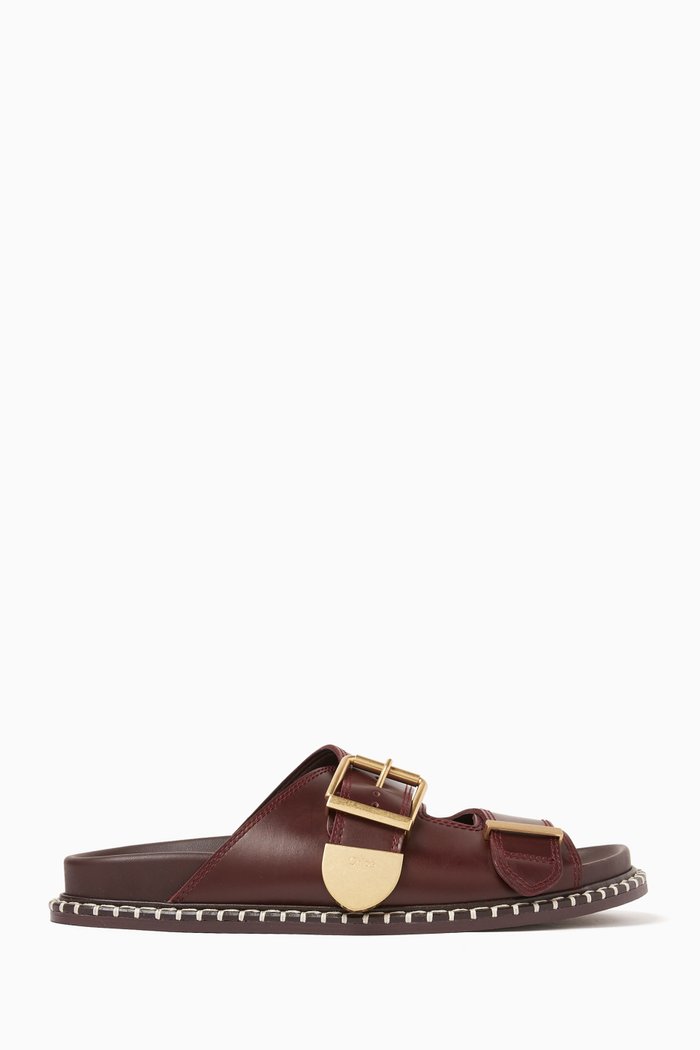 

Rebecca Slide Sandals in Calfskin Leather, Brown