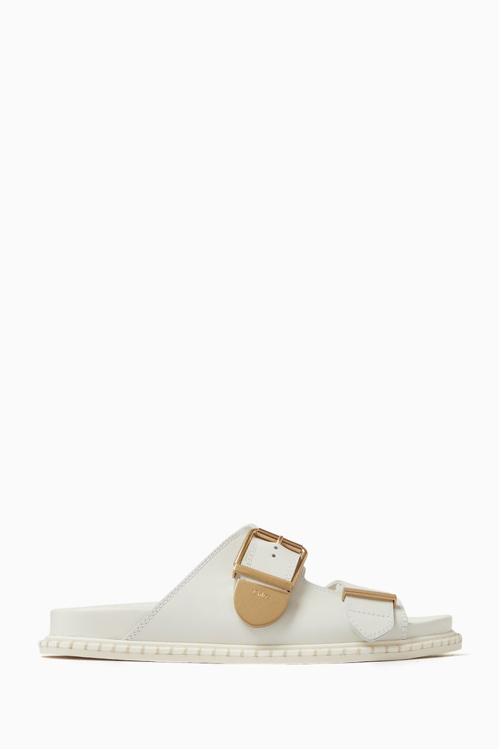 

Rebecca Slide Sandals in Calfskin Leather, White