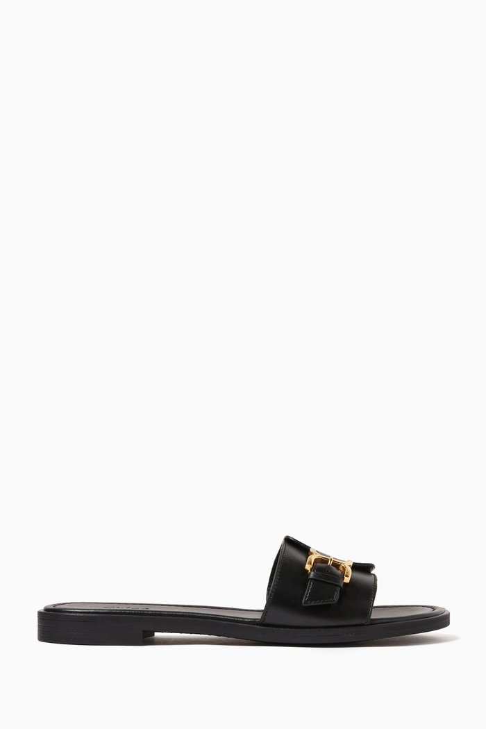 

Marcie Mule Slides in Leather, Black