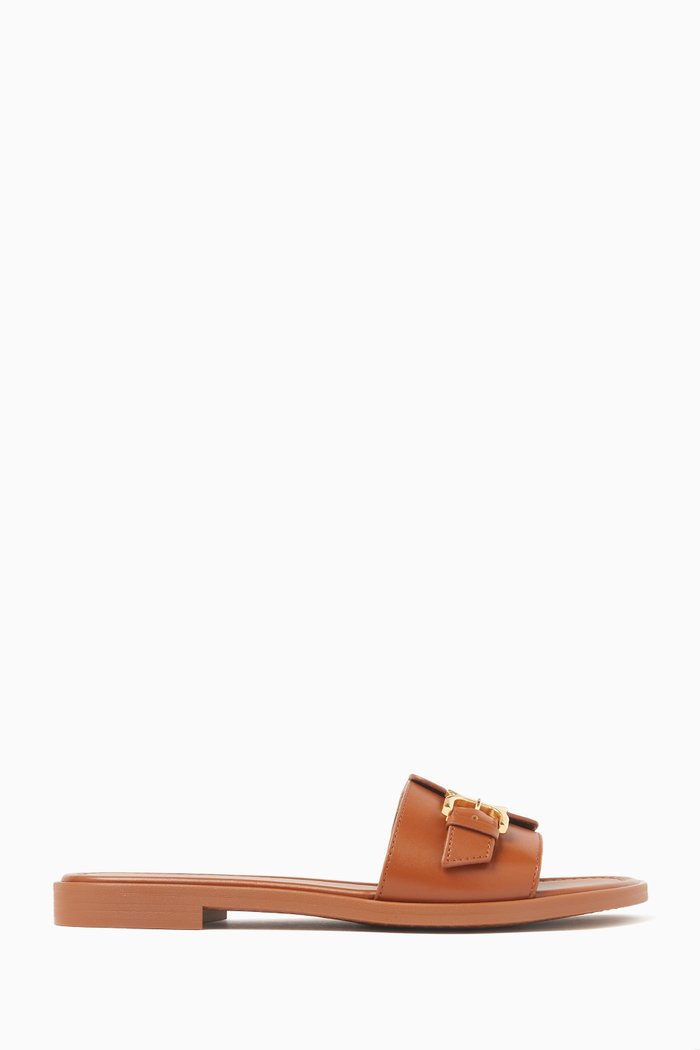 Marcie Mule Slides in Leather, Brown