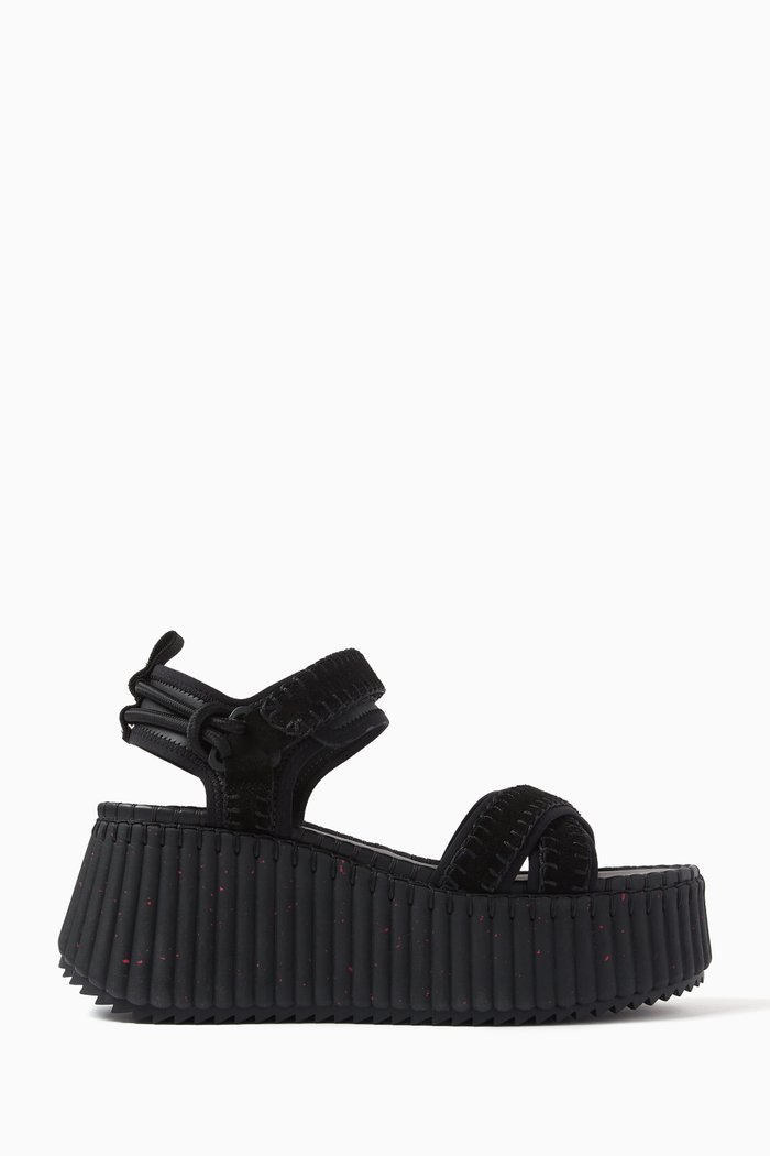 

Nama 80 Wedge Sandals in Neoprene, Black