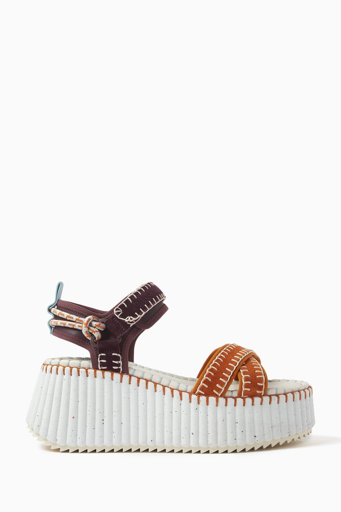 

Nama 80 Wedge Sandals in Neoprene, Brown