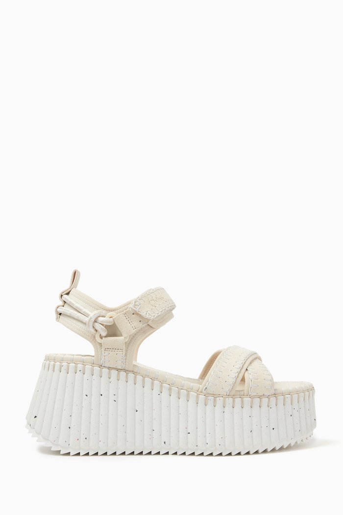 

Nama 80 Wedge Sandals in Neoprene, White