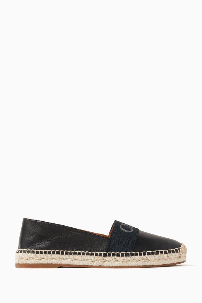 

Piia Flat Espadrilles in Leather, Black