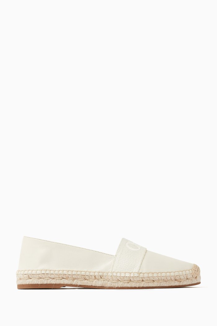 

Piia Flat Espadrilles in Leather, White