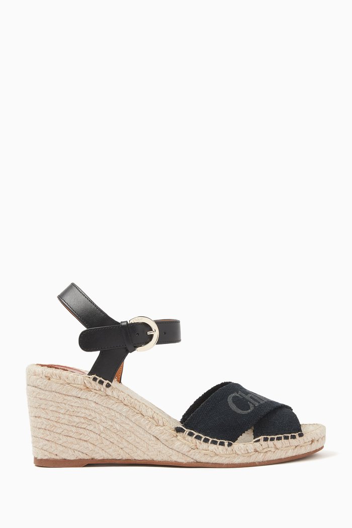 

Piia 80 Wedge Sandals in Leather, Black