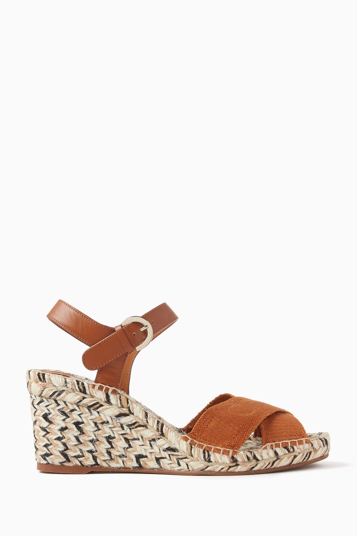 

Piia 80 Wedge Sandals in Leather, Brown