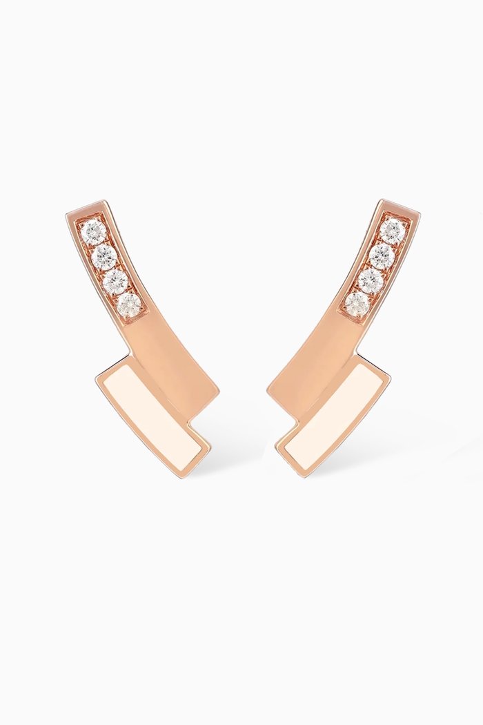 

Dana Diamond & Enamel Ear Climber Earrings in 18kt Rose Gold