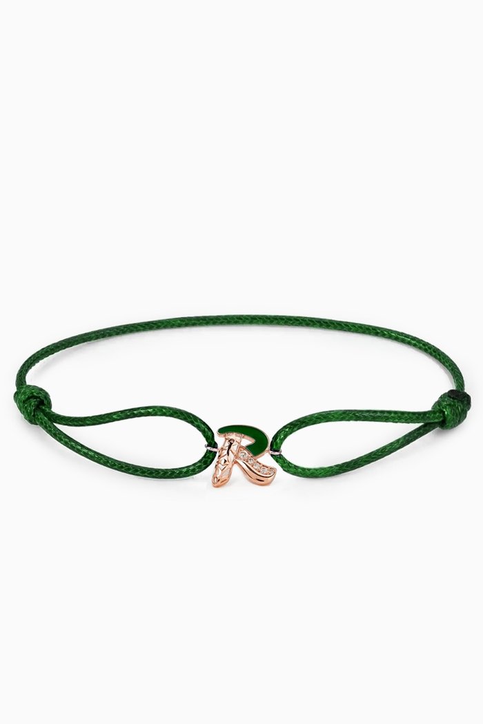 

Retro Diamond & Enamel Letter 'R' Bracelet in 18kt Rose Gold