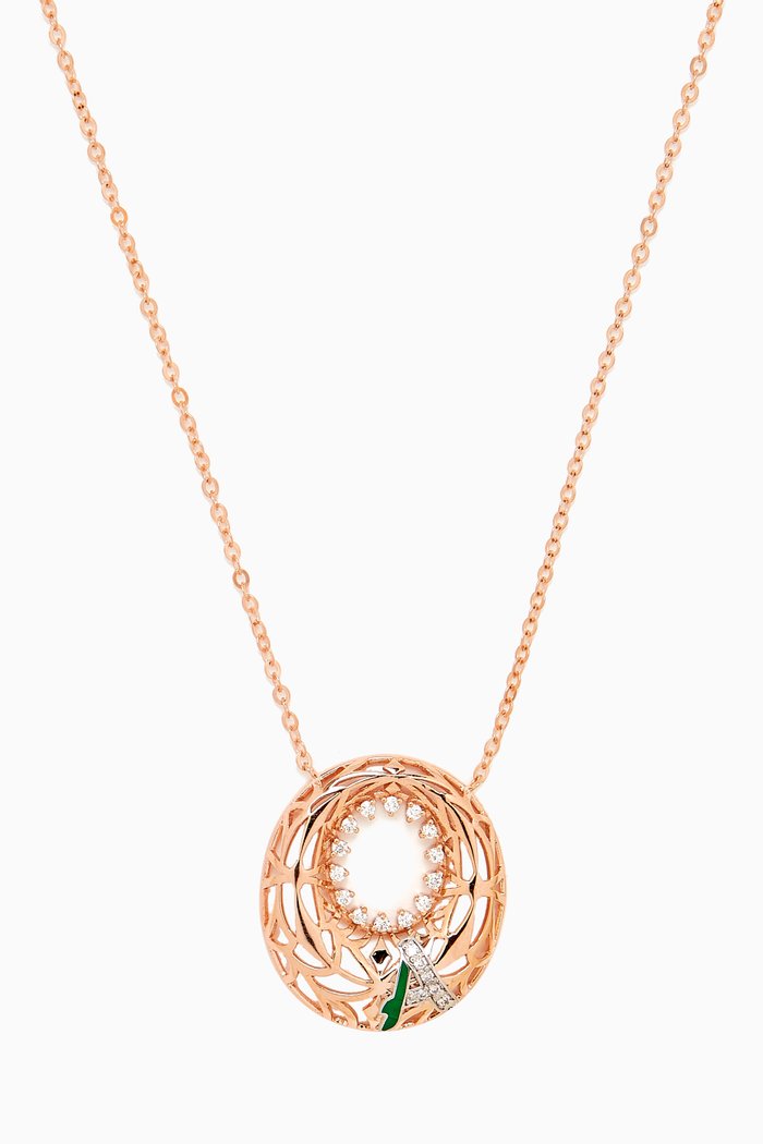 

Retro Diamond & Enamel Letter 'A' Necklace in 18kt Rose Gold