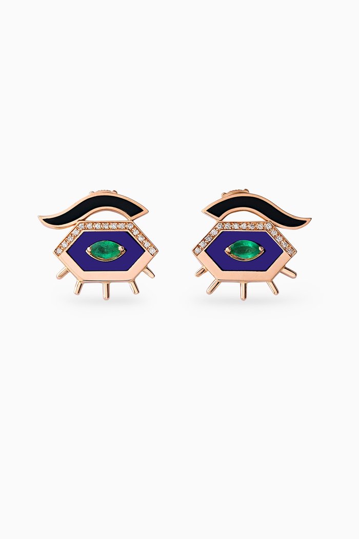 Behind Her Eyes Studs Multi-stone Earrings in 18kt Rose Gold