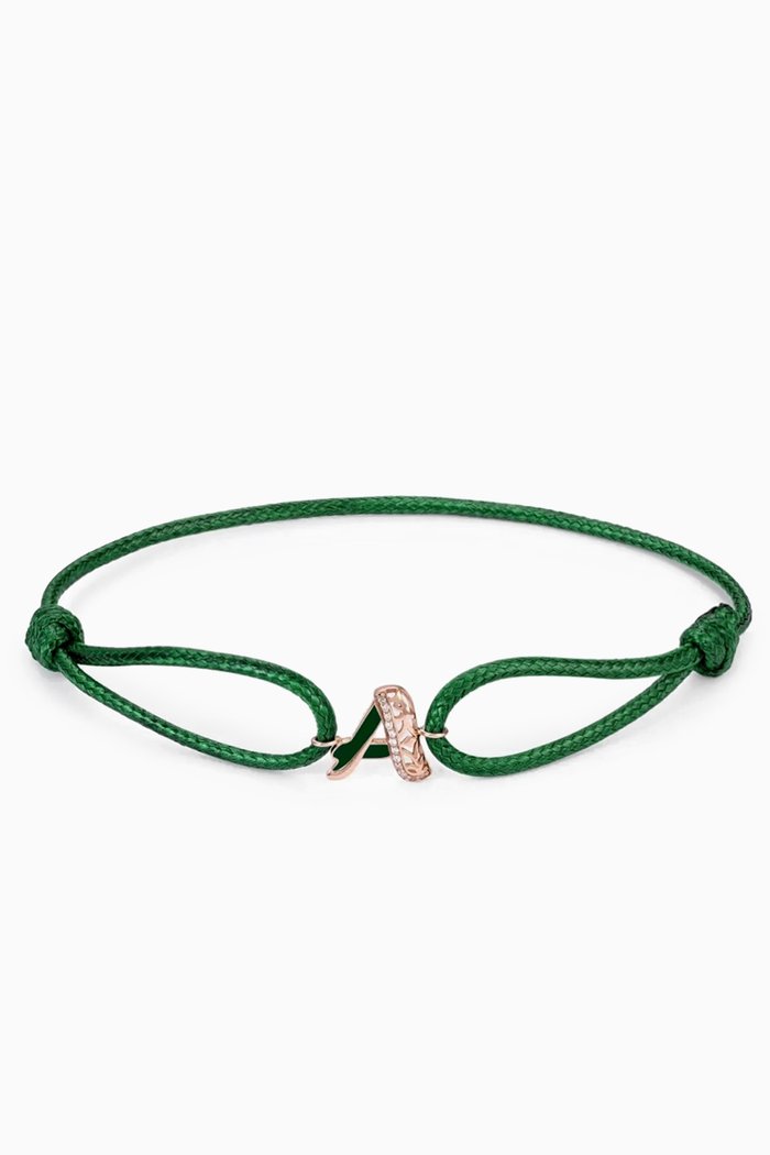 

Retro Diamond & Enamel Letter 'A' Bracelet in 18kt Rose Gold