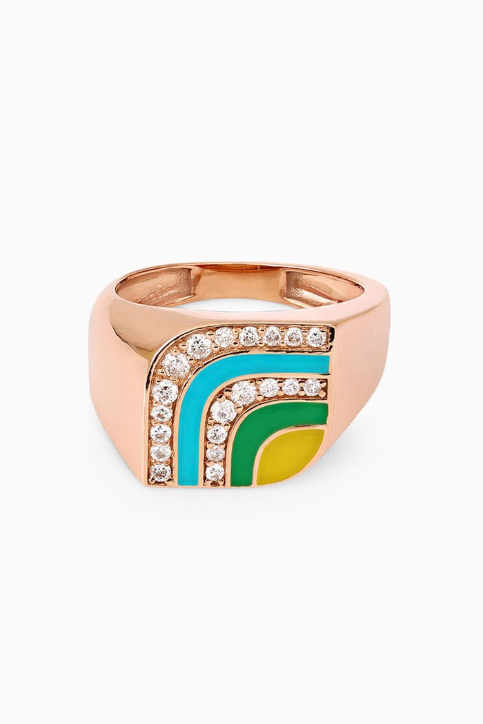 

Rainbow Connection Diamond & Enamel Ring in 18kt Rose Gold