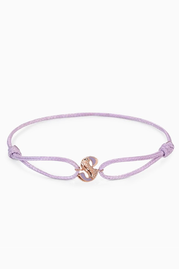 

Retro Diamond & Enamel Letter 'S' Bracelet in 18kt Rose Gold